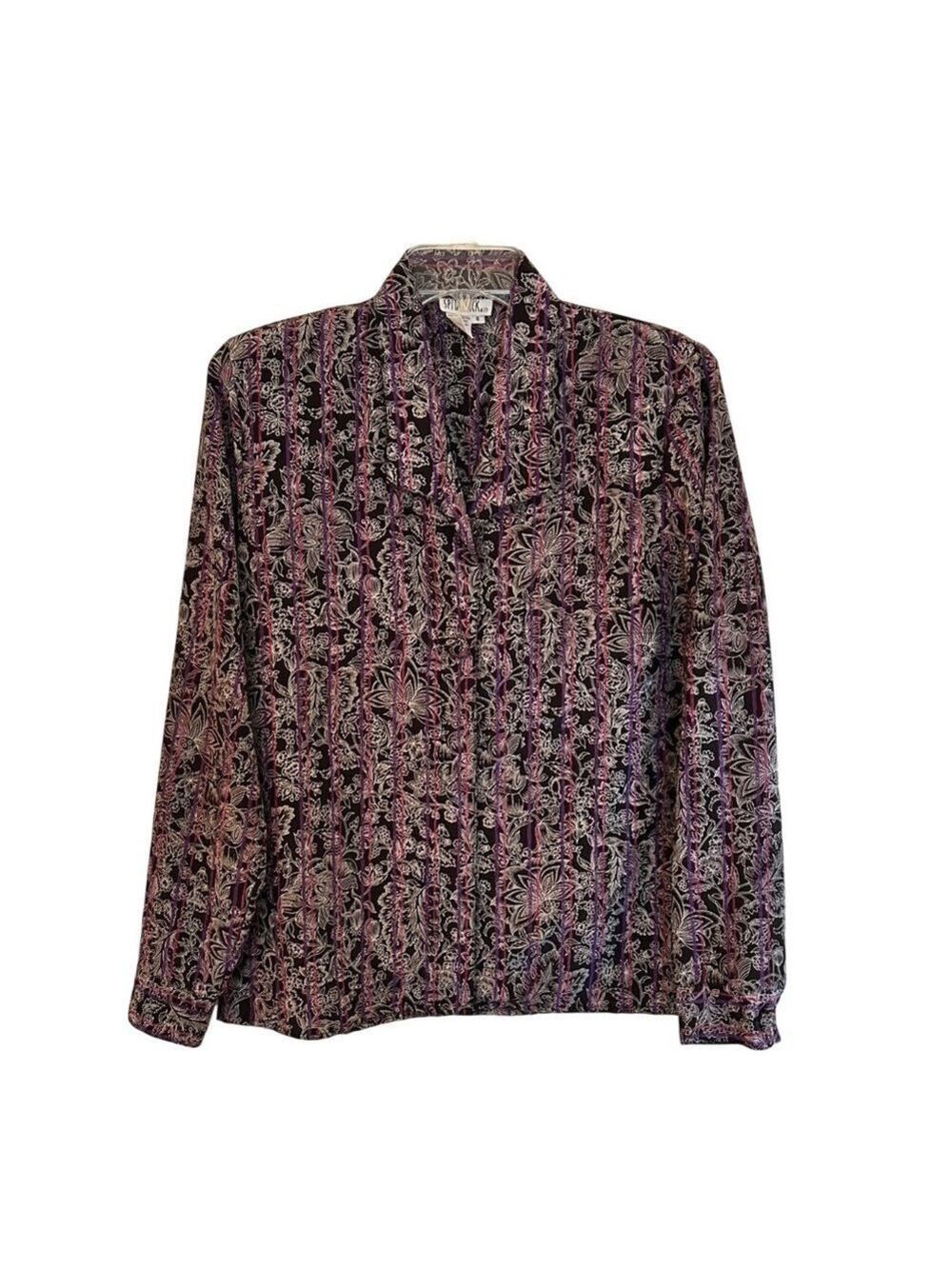 Vintage Spitalnick Toyobo Fabric Long Sleeve Button Front Blouse Sz 8